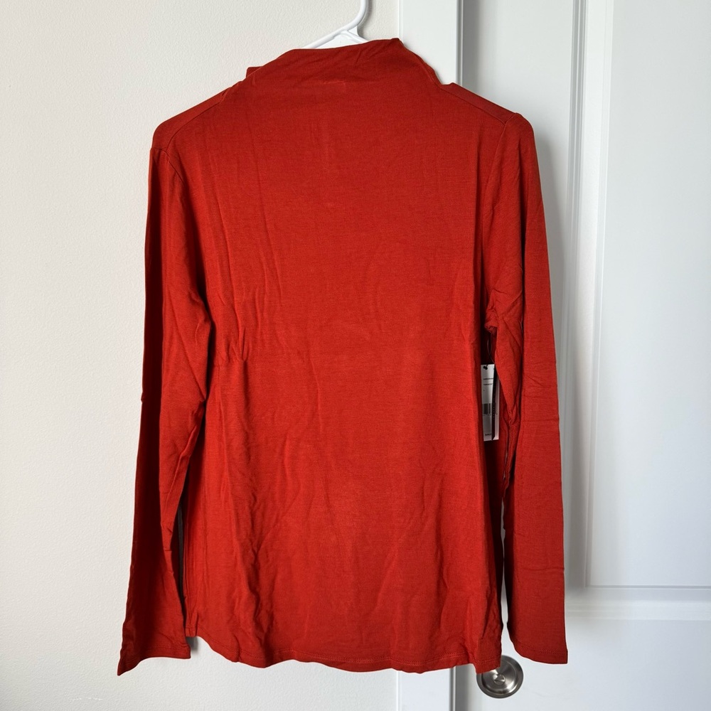 NWT Liverpool Los Angeles Mock Neck Long Sleeve Knit Top Orange Size Large Fall - Picture 2 of 9